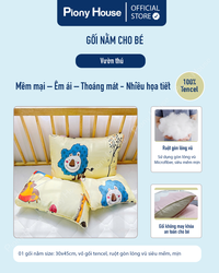 Gối nằm cho bé êm ái vượt trội, vải tencel mềm mát ruột gòn lông vũ nhiều họa tiết