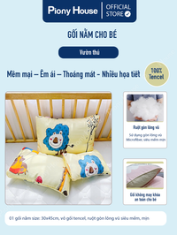 Gối nằm cho bé êm ái vượt trội, vải tencel mềm mát ruột gòn lông vũ nhiều họa tiết